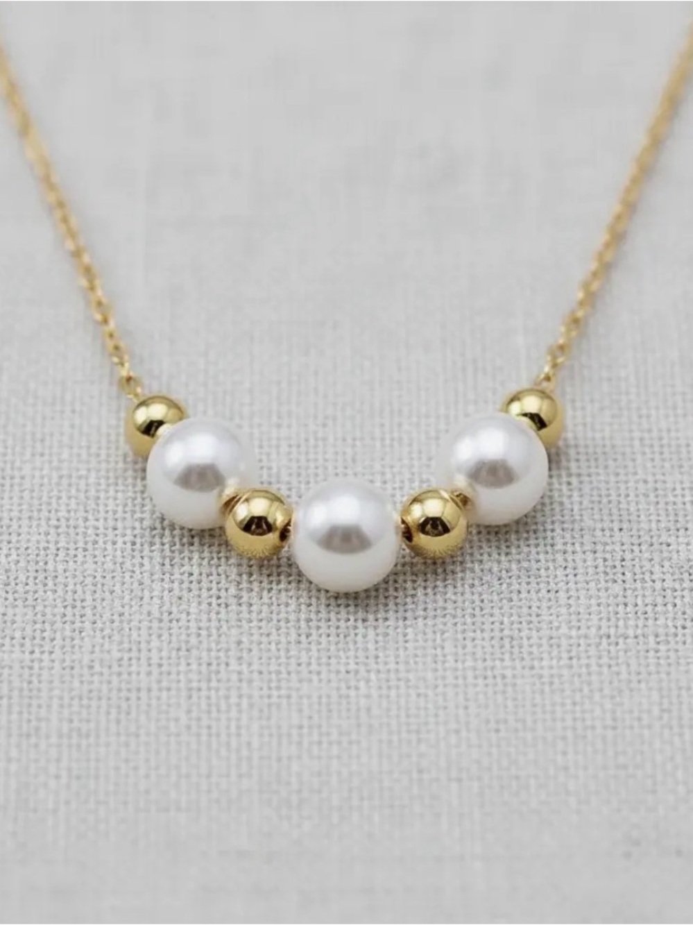 Gold and White Pearl Bead Necklace - Elegant Women's Jewelry